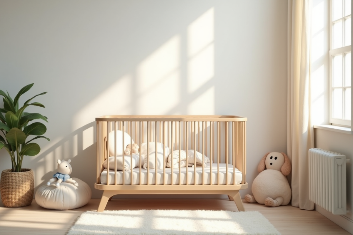 Berceau américain dans une chambre lumineuse et chaleureuse