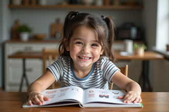Jeune fille souriante avec un livre sur les dents