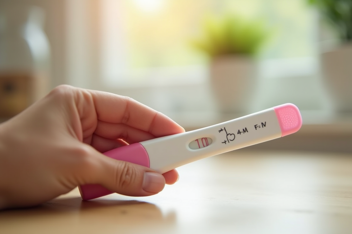 Test de grossesse avec résultat faint en gros plan